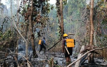 Karhutla Longkoga Barat Berangsur Dipadamkan, Berkat Gerak Cepat Polsek Bualemo